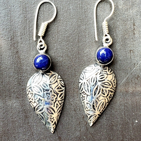 *$15 Sale* New Lapis Lazuli Silver Earrings. - Picture 9 of 11